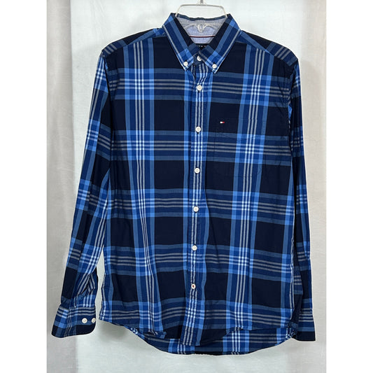 Tommy Hilfiger Classic Fit Blue Plaid Button-Up Shirt | Small