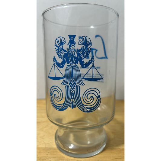 Vintage Libra Zodiac Horoscope Glass 7” Tall – Blue Scales & Traits
