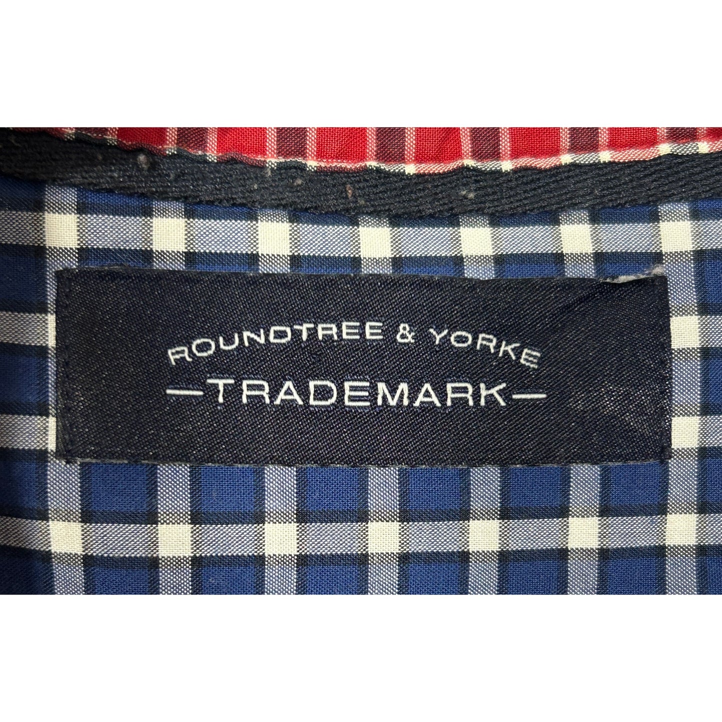 Roundtree & Yorke Blue Check Short Sleeve Shirt Size M 100% Cotton