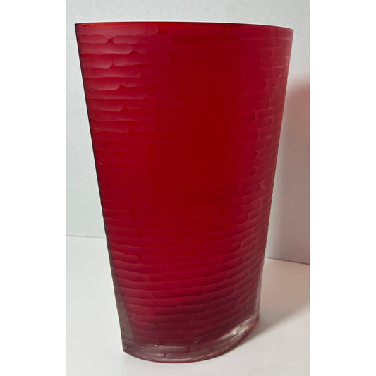 Vintage Tall Ruby Red Textured Glass Vase – 12″ H, 7.75″ W Unique Form