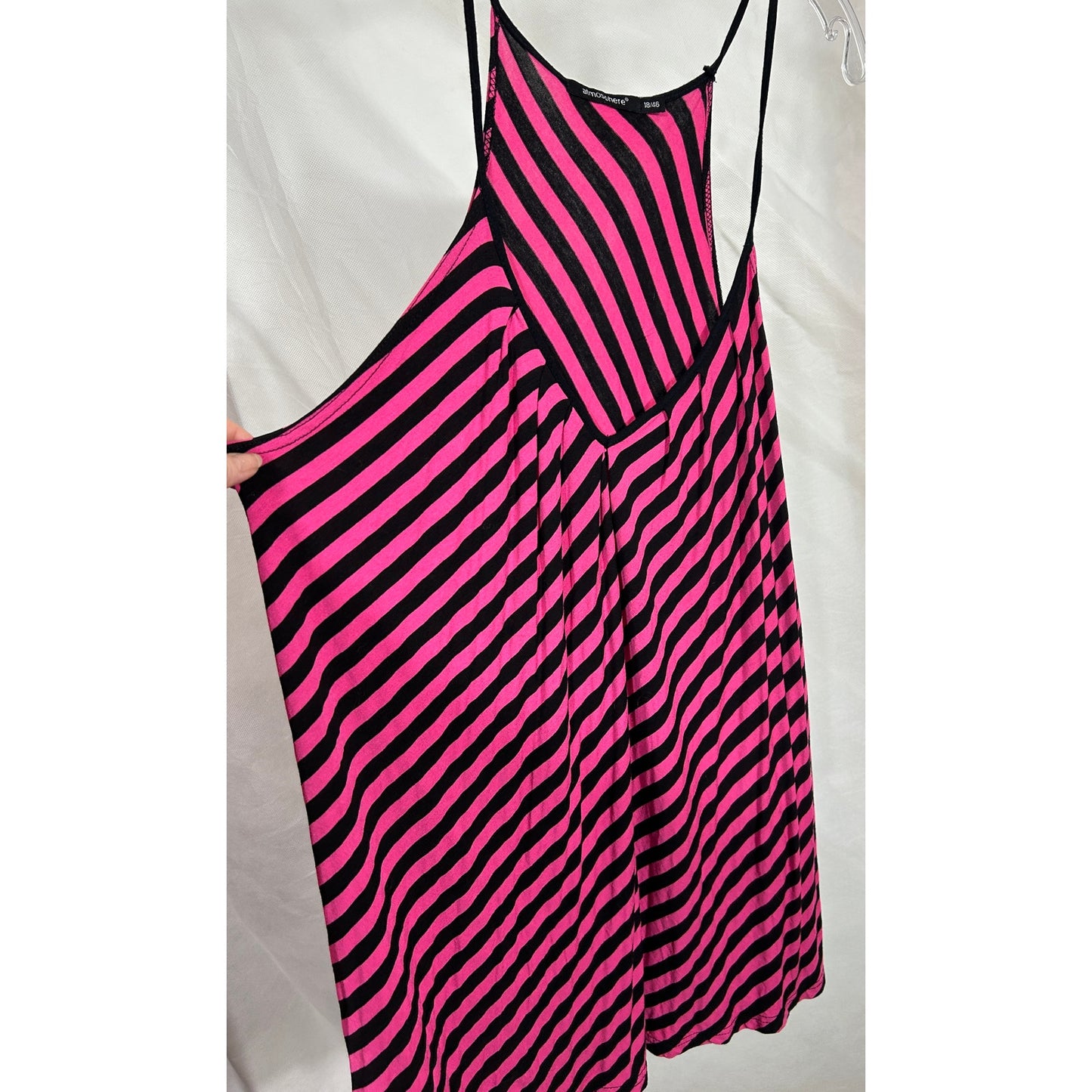 Atmosphere Pink Black Striped Camisole Dress Size 18 Sleeveless Flowy