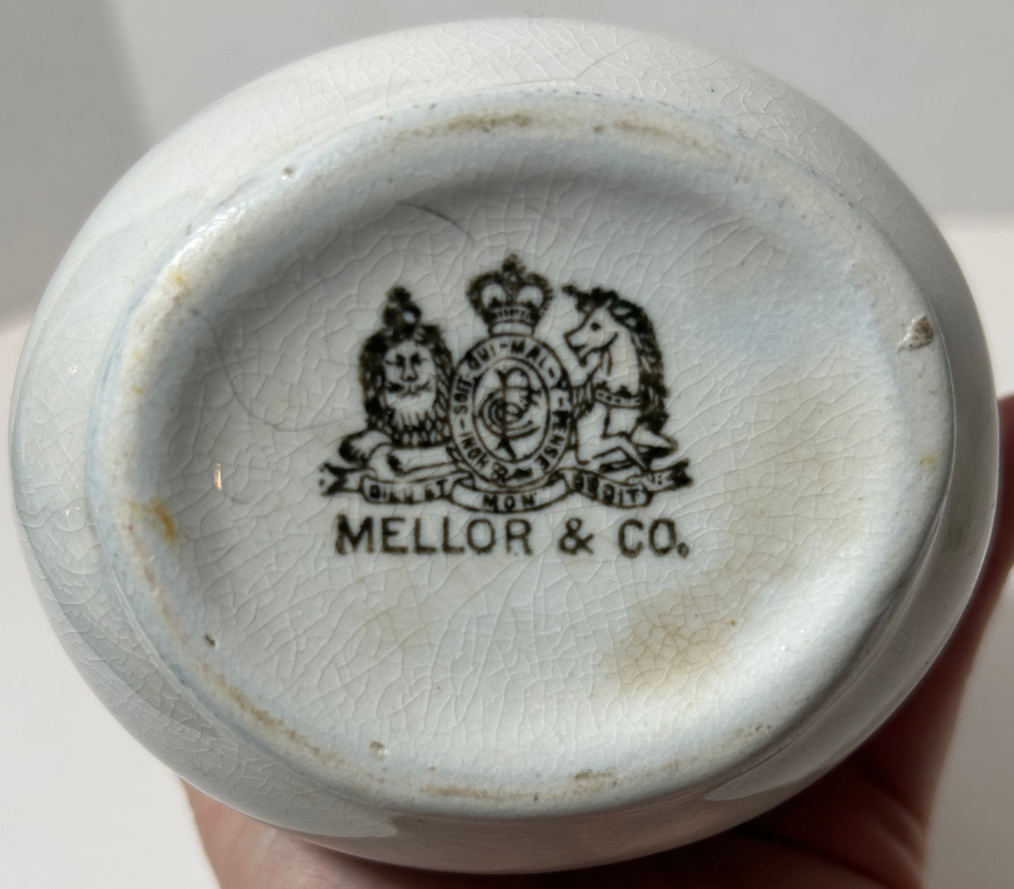Antique Mellor & Co. English Ironstone Creamer Pitcher with Gold Floral Accents