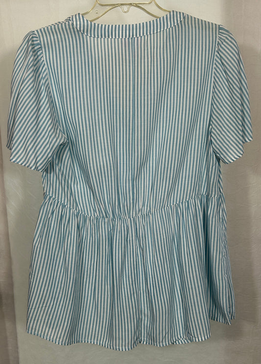 Isabel Maternity by Ingrid & Isabel Blue Striped Button-Down Blouse – Size M