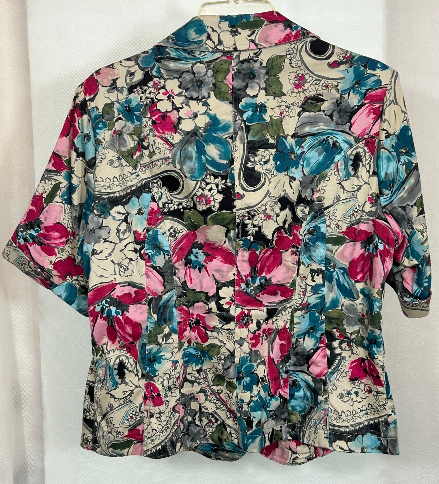 Coldwater Creek Floral Print Blazer - Size 14 - Button Front Short Sleeve Jacket