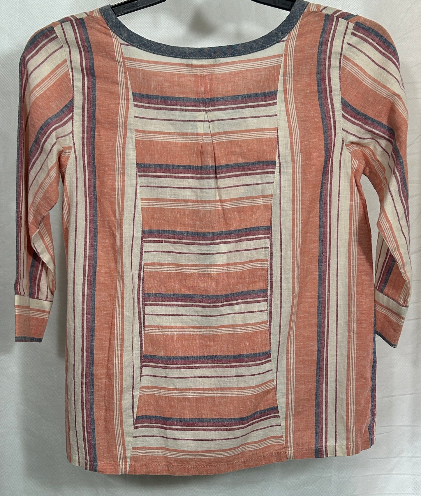 Royal Robbins XS Striped Boho Tunic Top – Hemp Blend, Earthy Tones, 3/4 Sleeve
