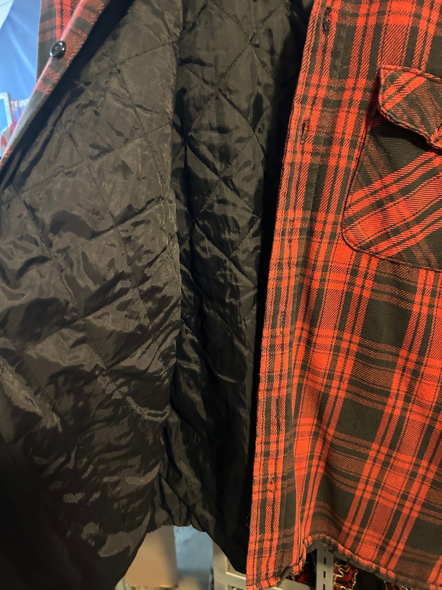 Vintage Red & Black Quilted Flannel Jacket