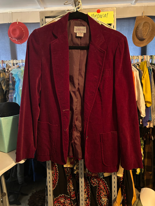 Vintage Worthington Burgundy Velvet Blazer – Size 10