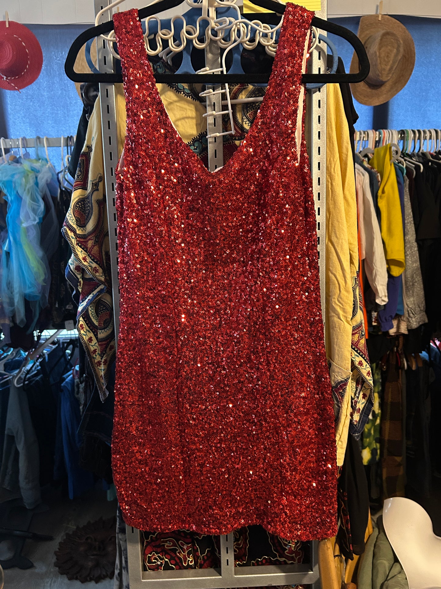 Red Sequin Sleeveless Mini Dress – Glamorous & Sparkling