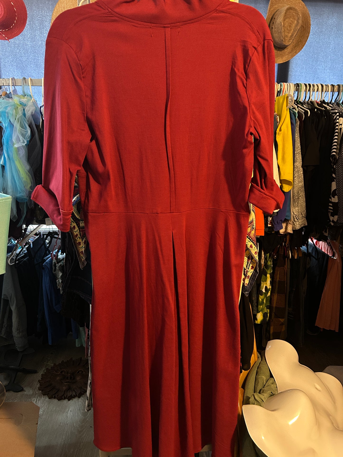 Vintage-Inspired Comila Red Midi Dress - Size XXL