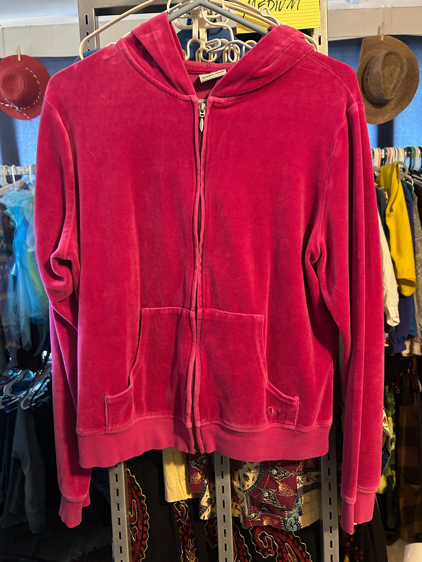 Velour Zip-Up Hoodie in Lolita Pink – Size L (12/14)