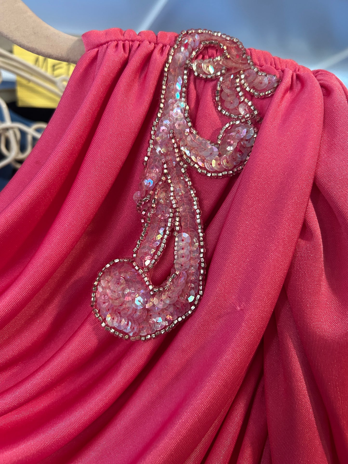 Vintage Cervelle Draped Hot Pink Evening Gown – Size 10