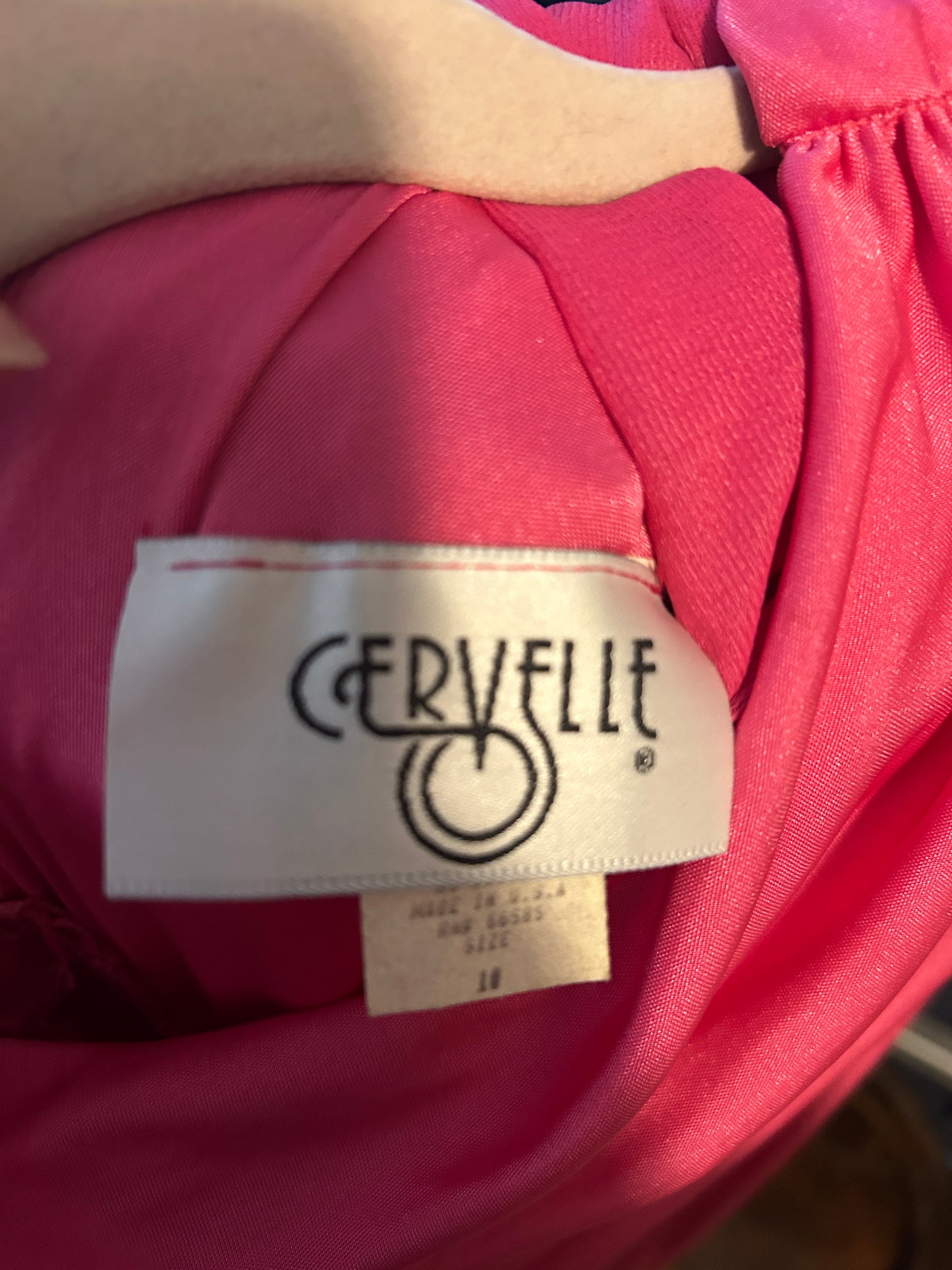 Vintage Cervelle Draped Hot Pink Evening Gown – Size 10