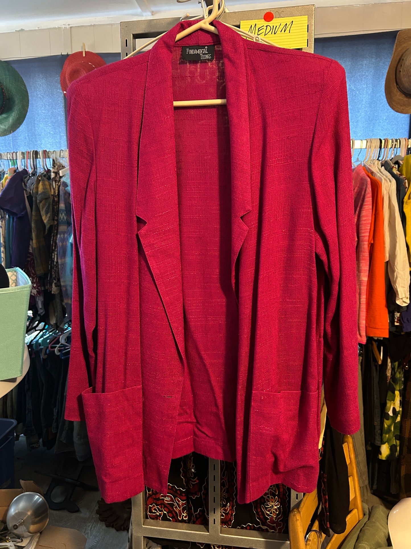 Vintage Fundamental Things Open-Front Blazer in Bold Fuchsia