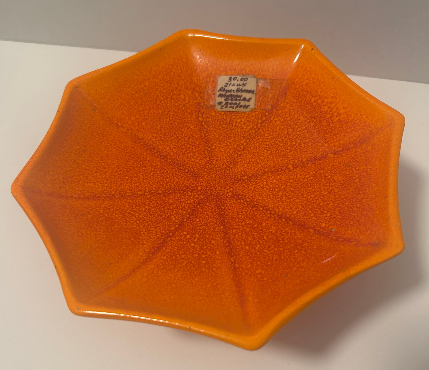 Vintage Royal Haeger Orange Pedestal Bowl – Mid-Century Modern MCM Ceramic Dish