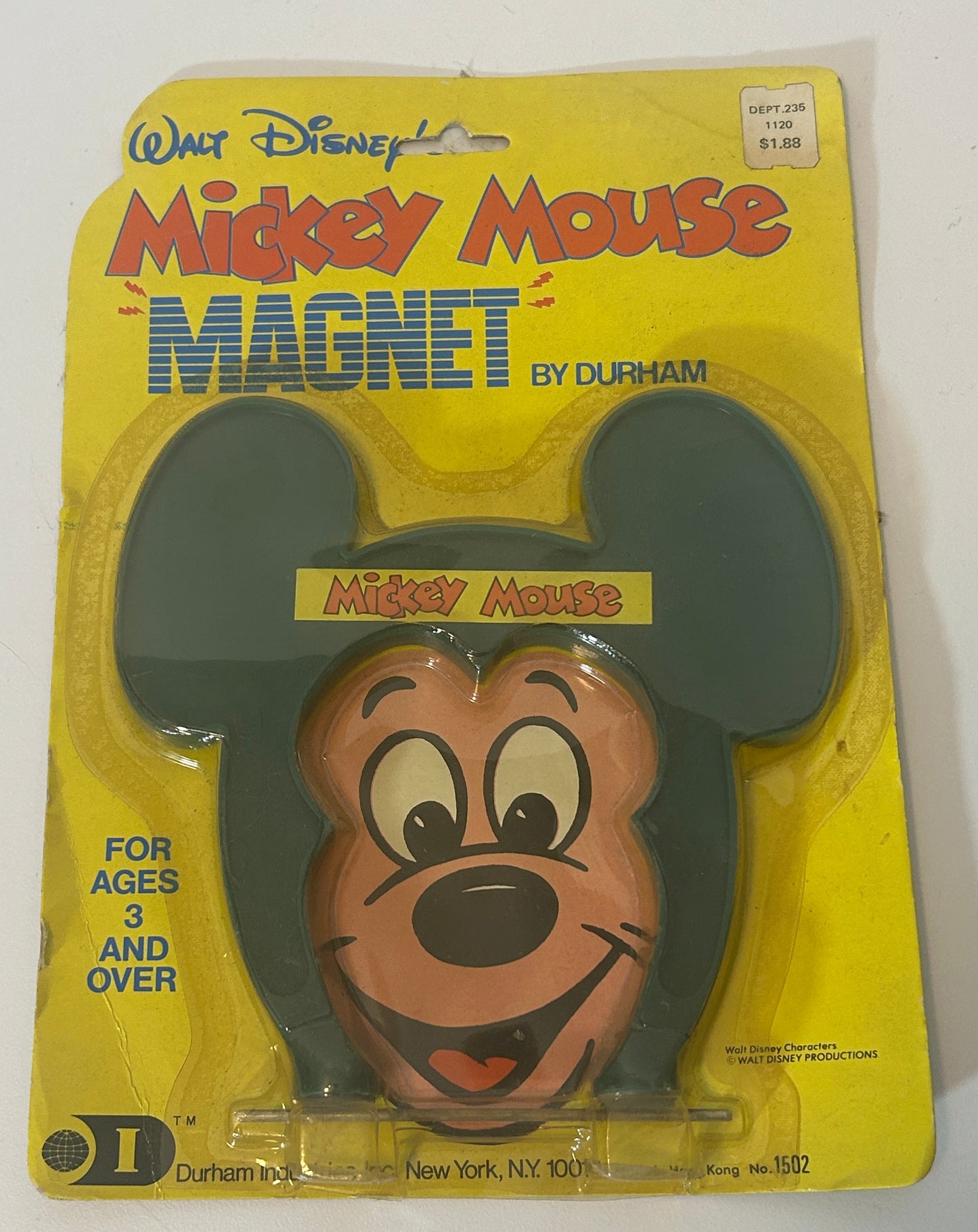 Vintage Walt Disney Mickey Mouse Magnet by Durham (New in Package) – 1970s/1980s