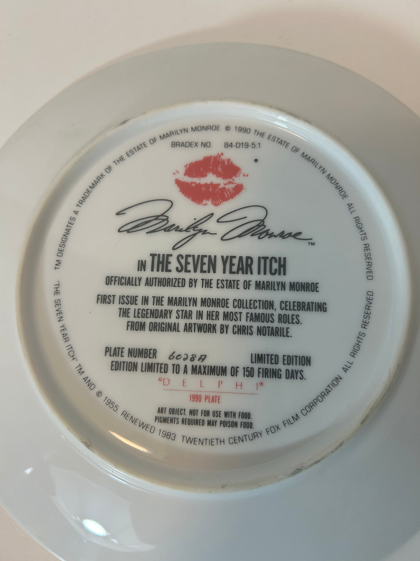 Limited Edition Marilyn Monroe Collector’s Plate – "The Seven Year Itch" (1990)