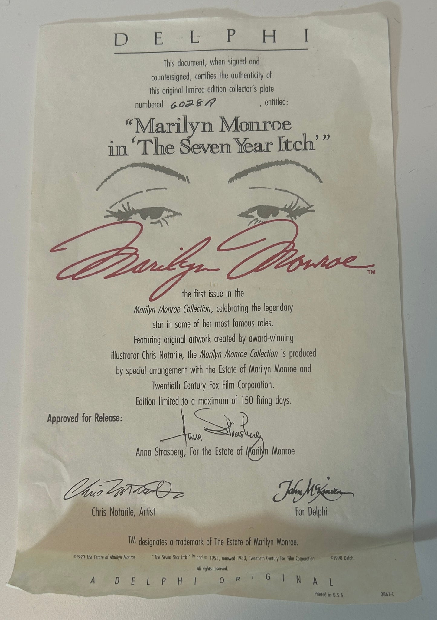 Limited Edition Marilyn Monroe Collector’s Plate – "The Seven Year Itch" (1990)