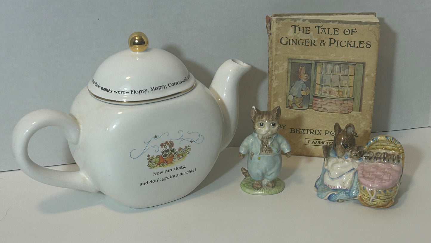 Beatrix Potter Collector’s Set - Teapot, Figurines, and Book