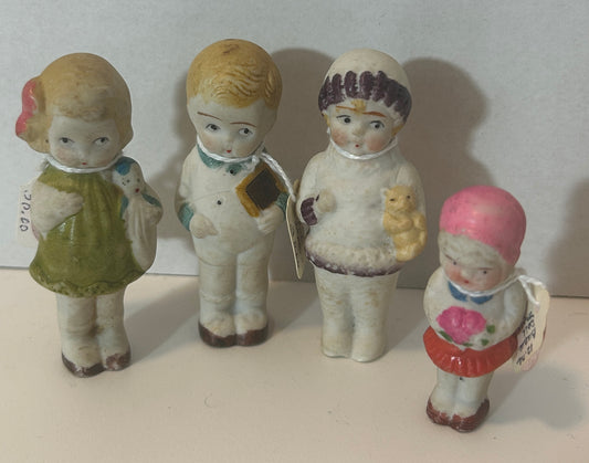 Set of 4 Antique Bisque Doll Figurines