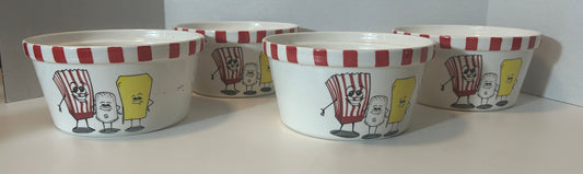 Vintage-Inspired Ceramic Popcorn Bowls (Set of 4)