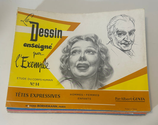 Set of 10 Vintage "Le Dessin Enseigné par l'Exemple" Drawing Tutorial Books – Editions Bornemann Paris