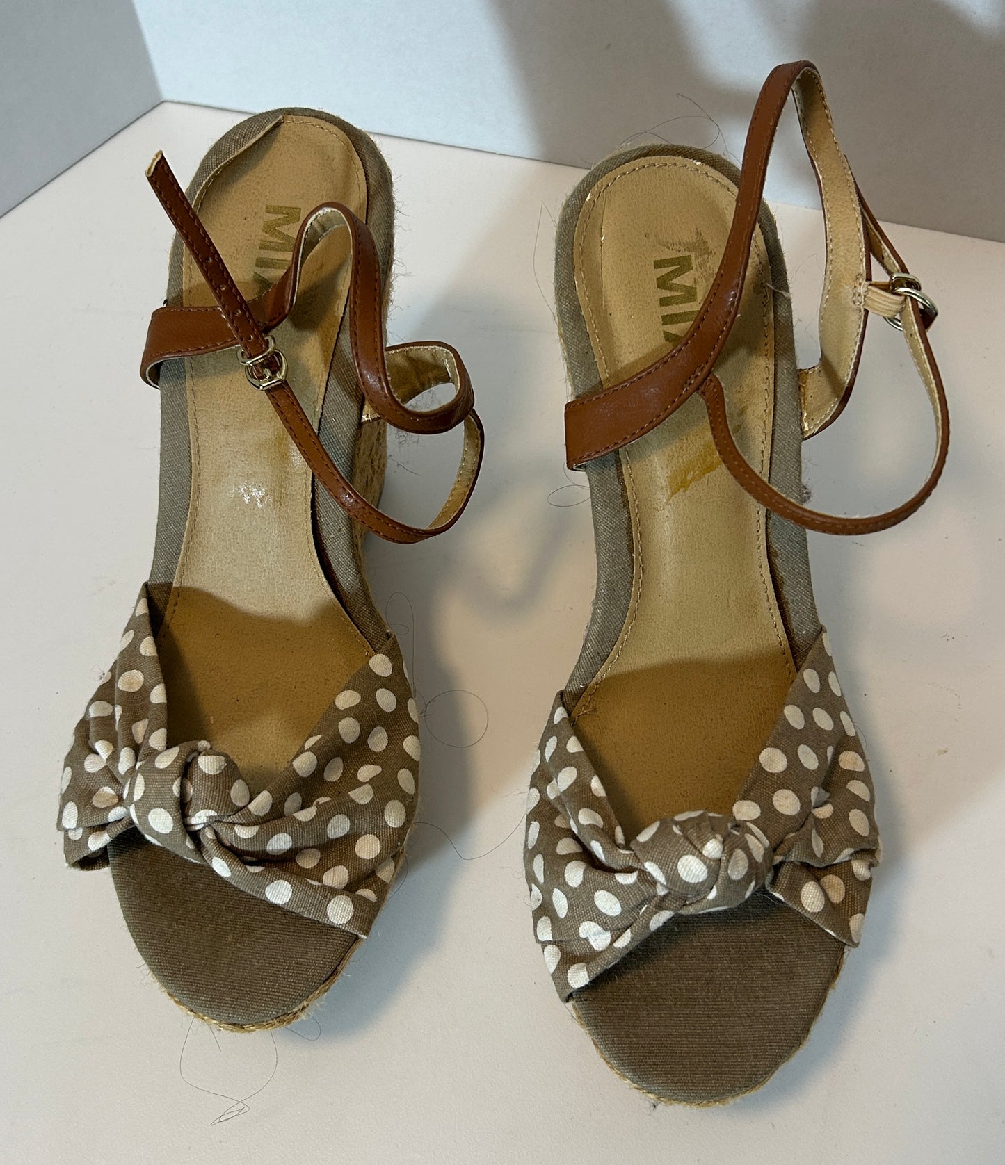 MIA Brown Polka Dot Espadrille Wedge Sandals – Boho Chic, Size 10