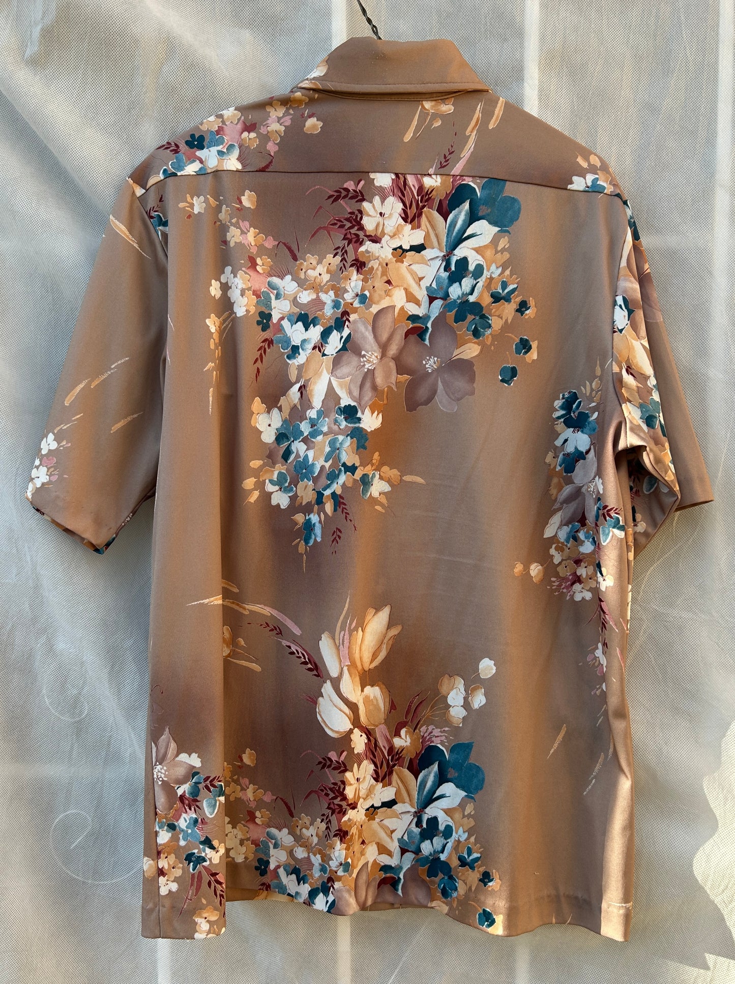 Tropicana Hawaii Floral Button-Up Shirt - Earthy Tones, Retro Island Style