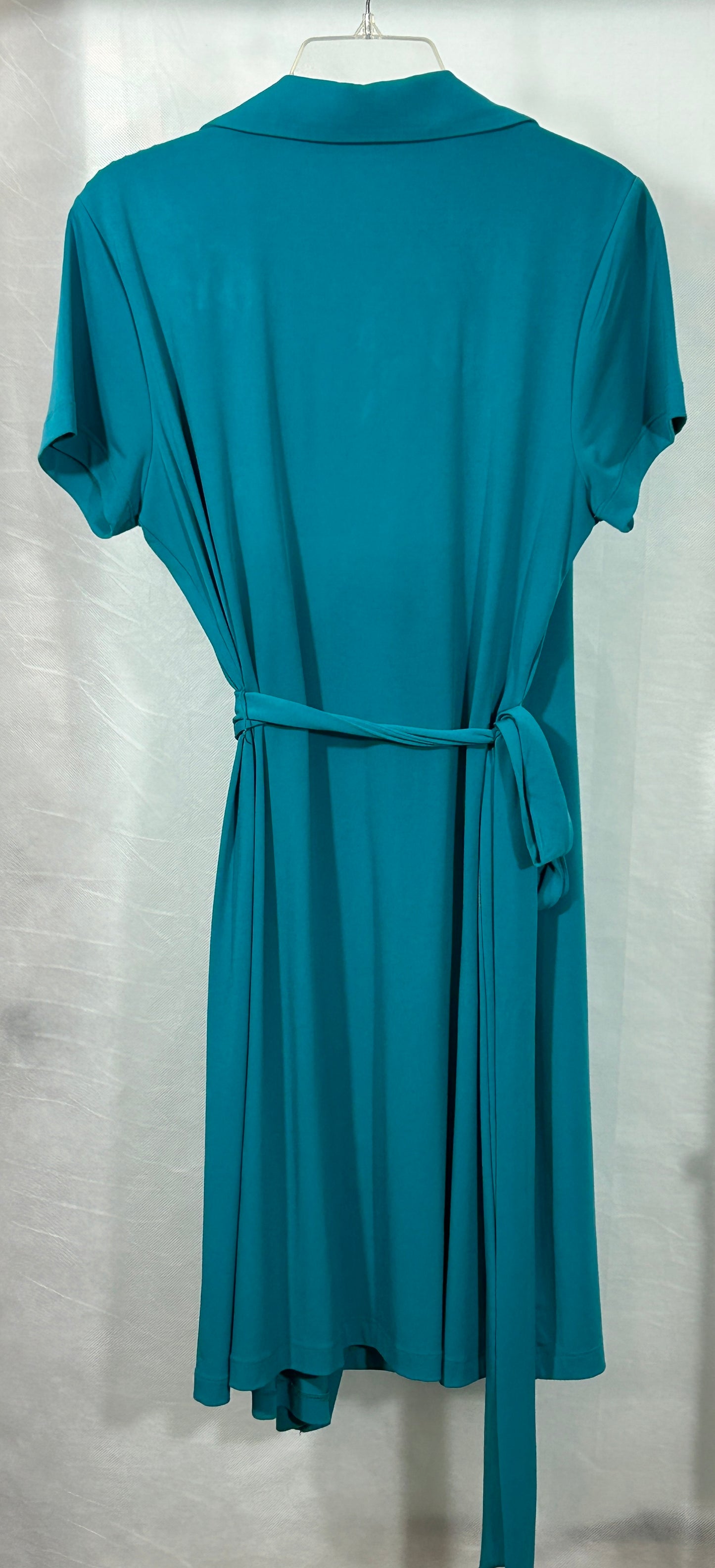 Calvin Klein Teal Wrap Dress – Timeless Elegance, Size Petite Medium