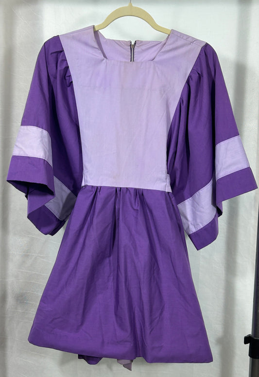 Handmade Vintage Purple and Lavender Batwing Sleeve Dress – Unique One-of-a-Kind Piece Size M/L