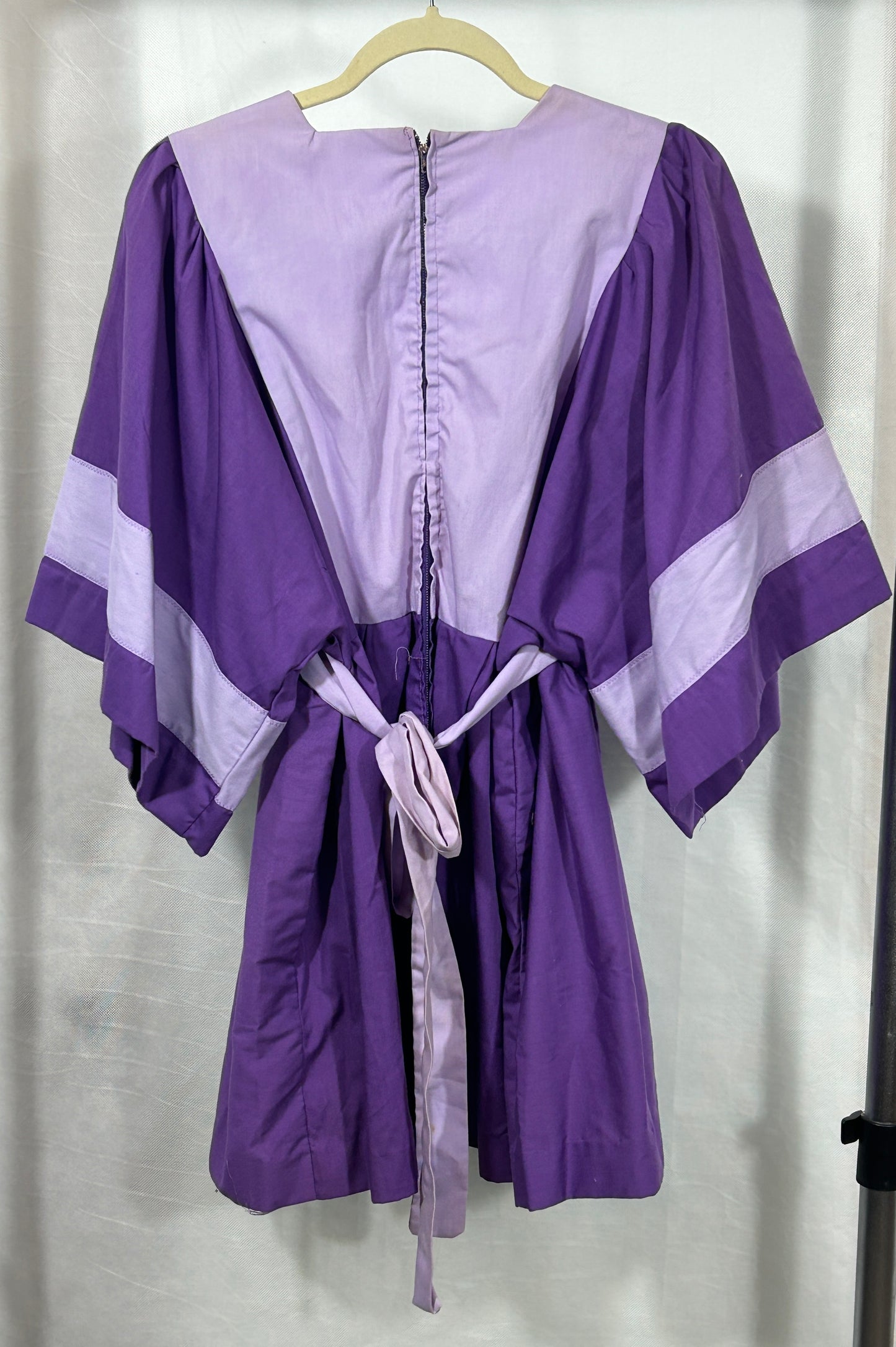 Handmade Vintage Purple and Lavender Batwing Sleeve Dress – Unique One-of-a-Kind Piece Size M/L