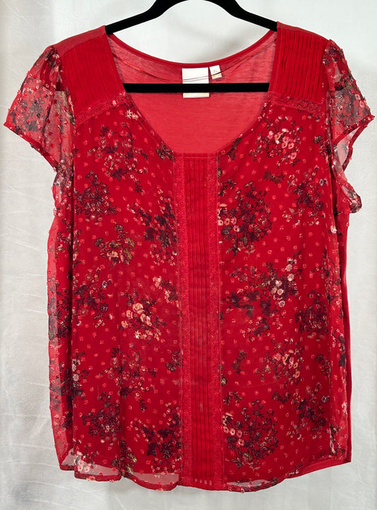 Lauren Conrad Red Floral Boho Blouse - XL