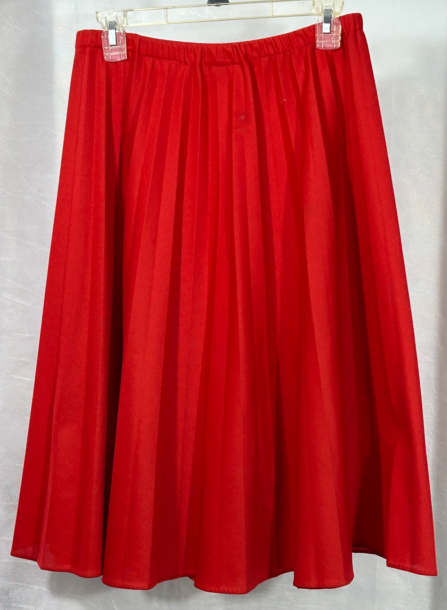 Pleated Red Midi Skirt