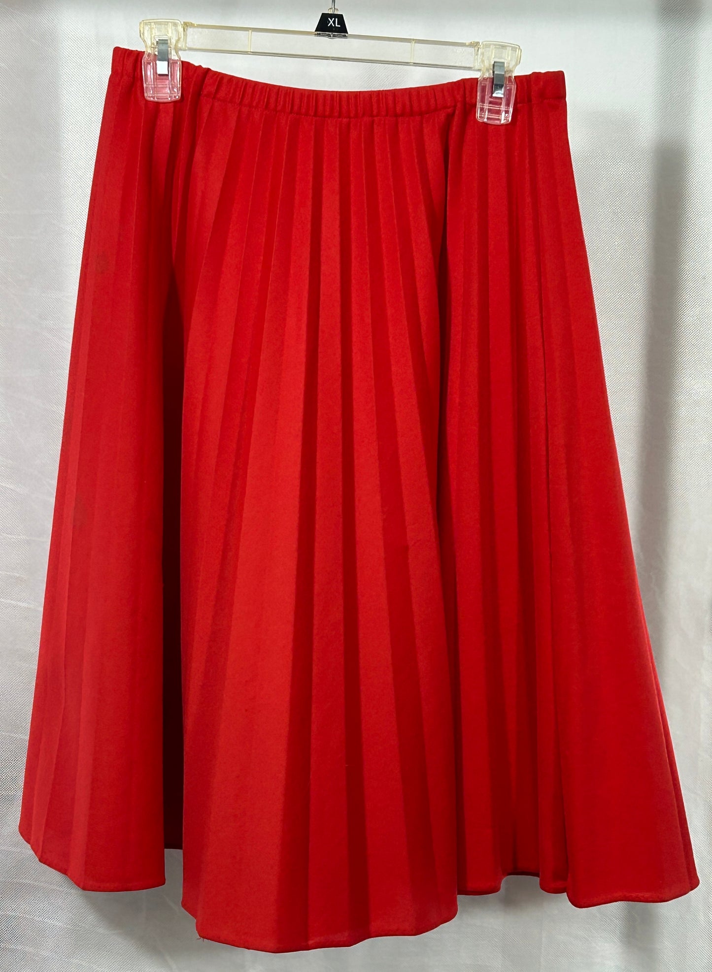 Pleated Red Midi Skirt