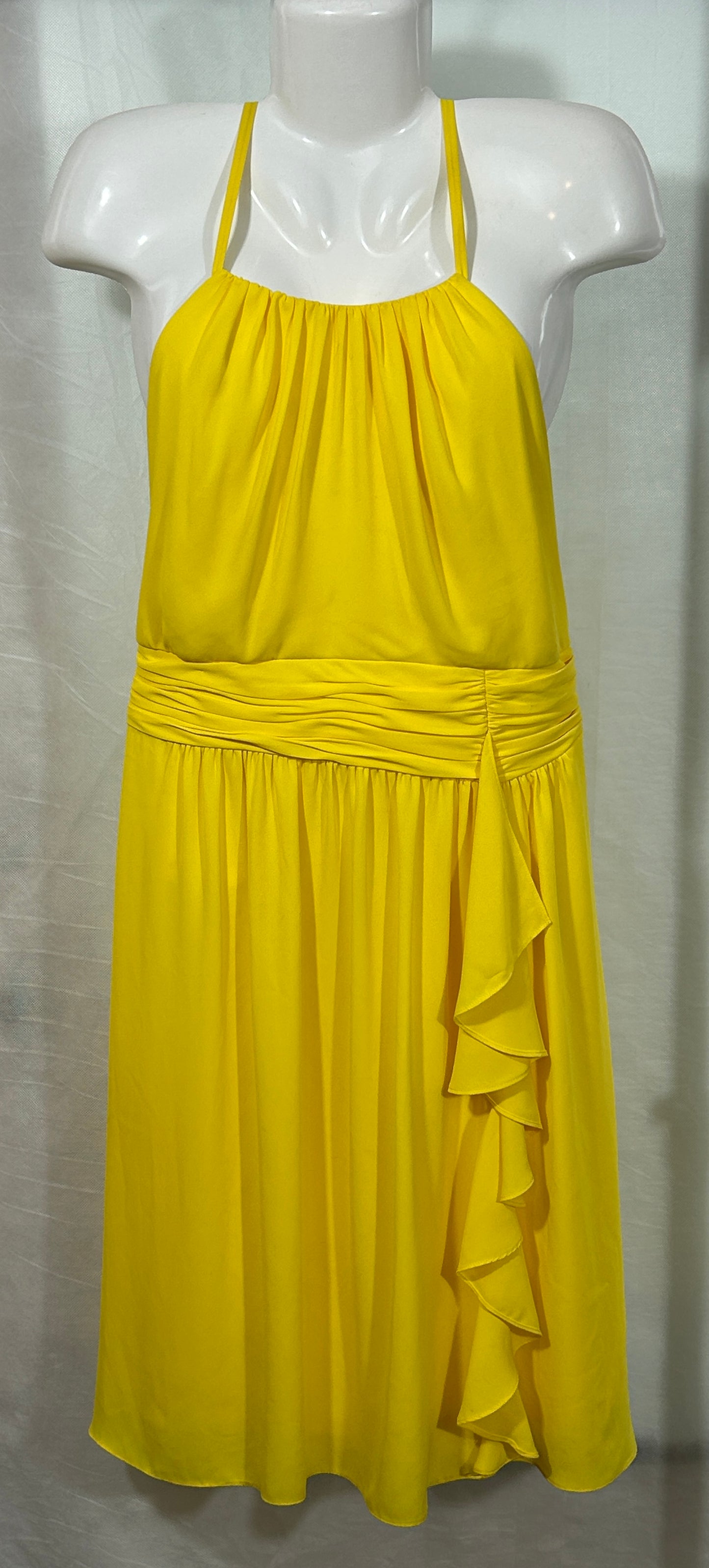 Nine West Yellow Halter Ruffle Dress - Size 14 - Elegant & Vibrant!