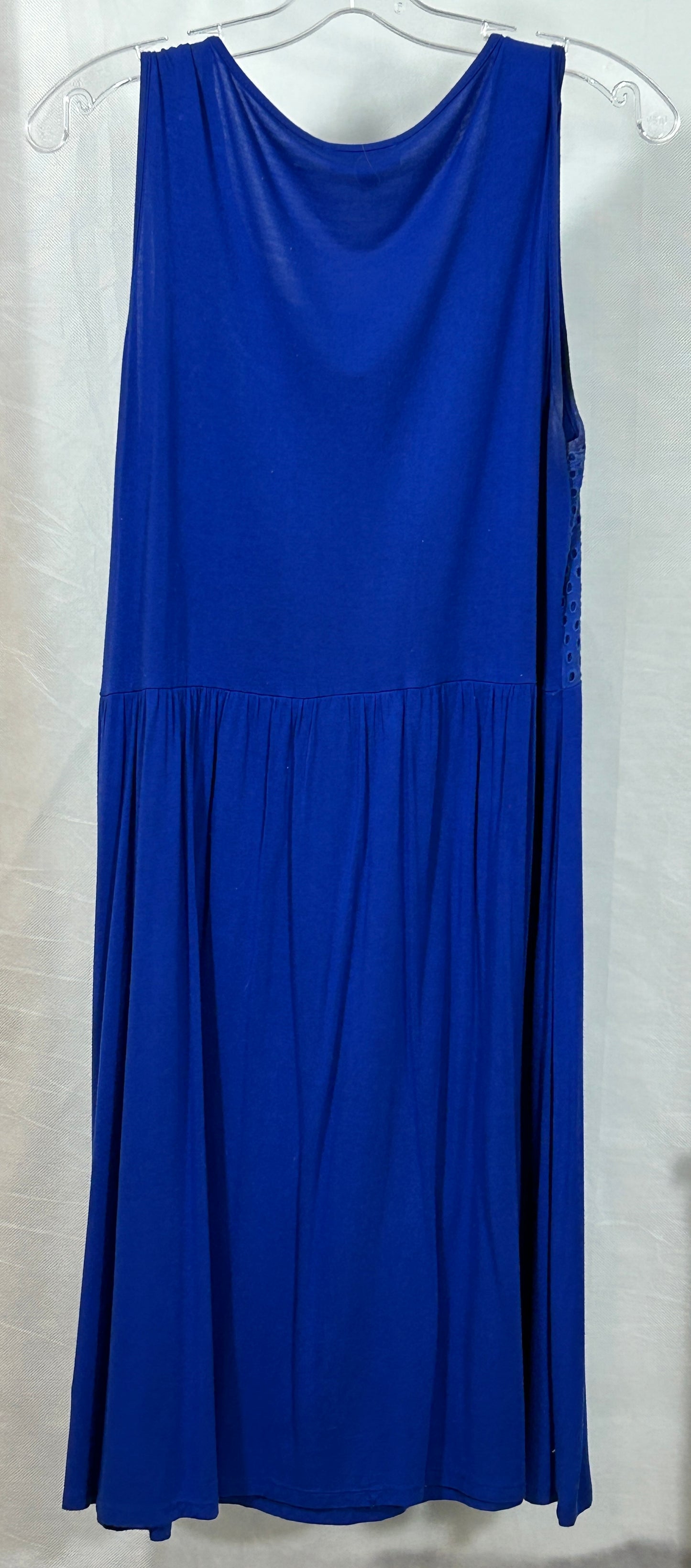 Spense Royal Blue Sleeveless Eyelet Detail Dress - Size Large