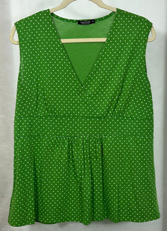 Hiatus Green Polka Dot Sleeveless Tunic Top 1X | Made in USA | Vintage-Inspired Retro Style