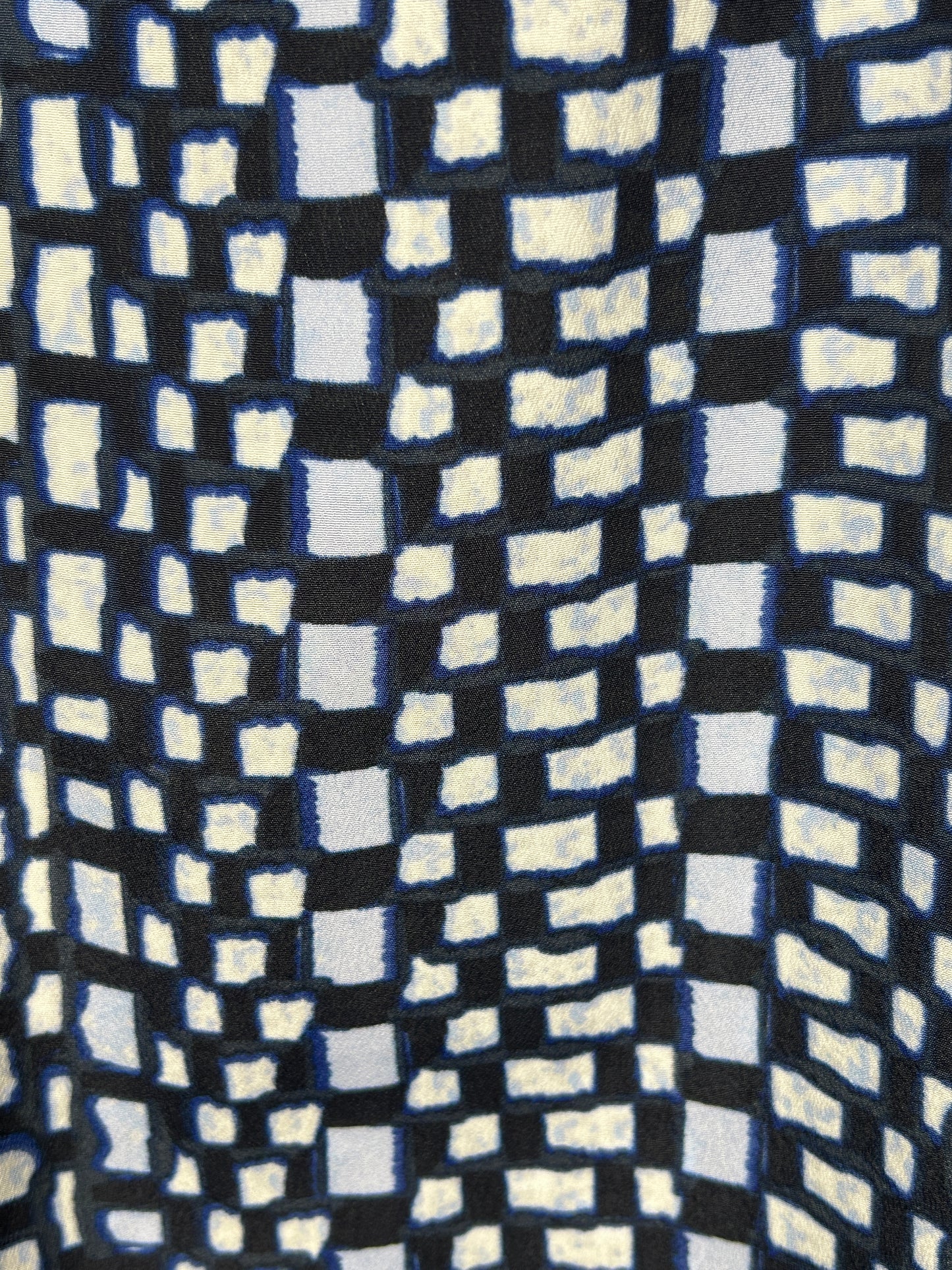 Women's Sleeveless Navy Blue & White Geometric Print Tunic Dress – Flowy Hi/Lo Hem
