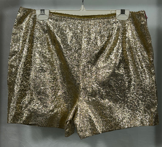 Vintage Gold Metallic Brocade High-Waisted Shorts – Shimmering Partywear, Size XL