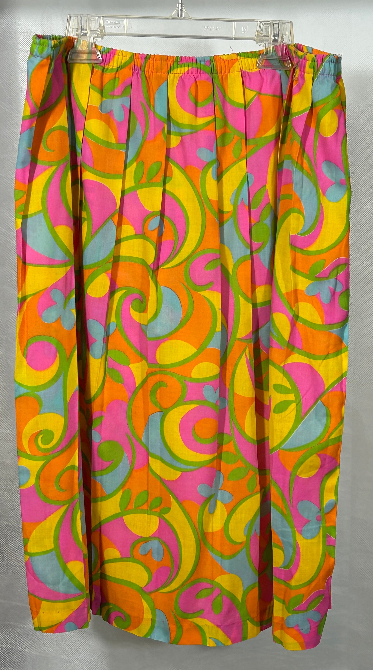 Vintage 1960s Handmade Psychedelic Midi Skirt – Bold Retro Boho Festival Wear Size L