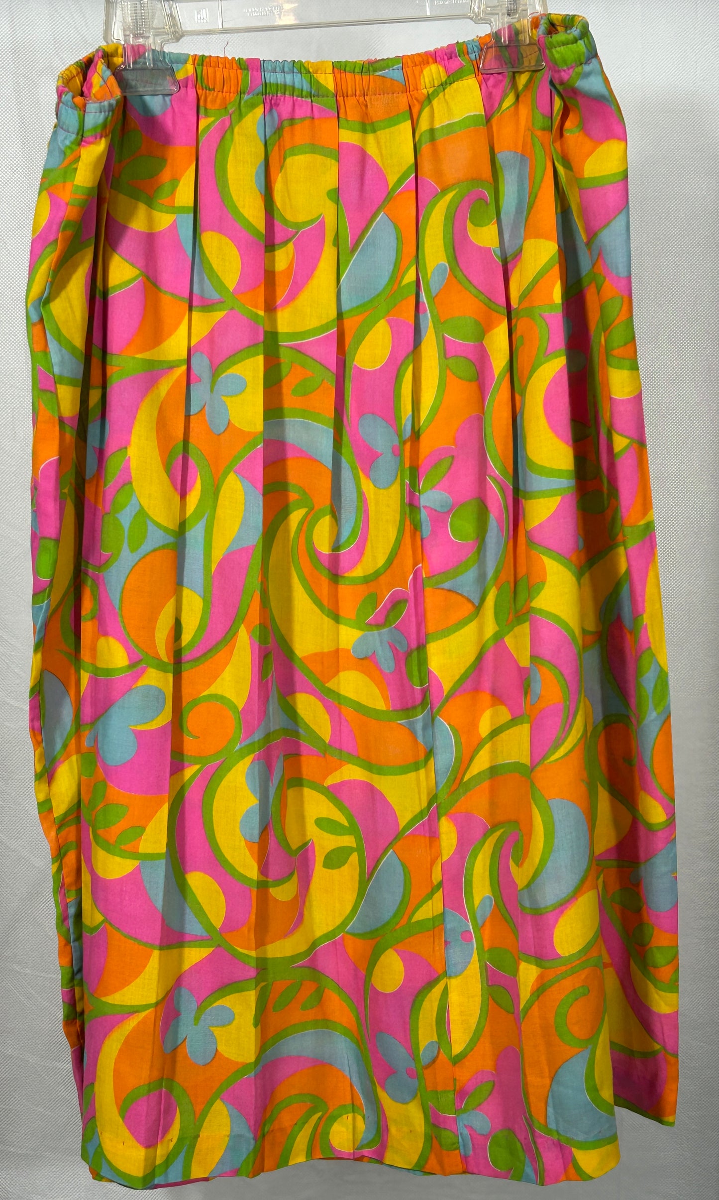 Vintage 1960s Handmade Psychedelic Midi Skirt – Bold Retro Boho Festival Wear Size L