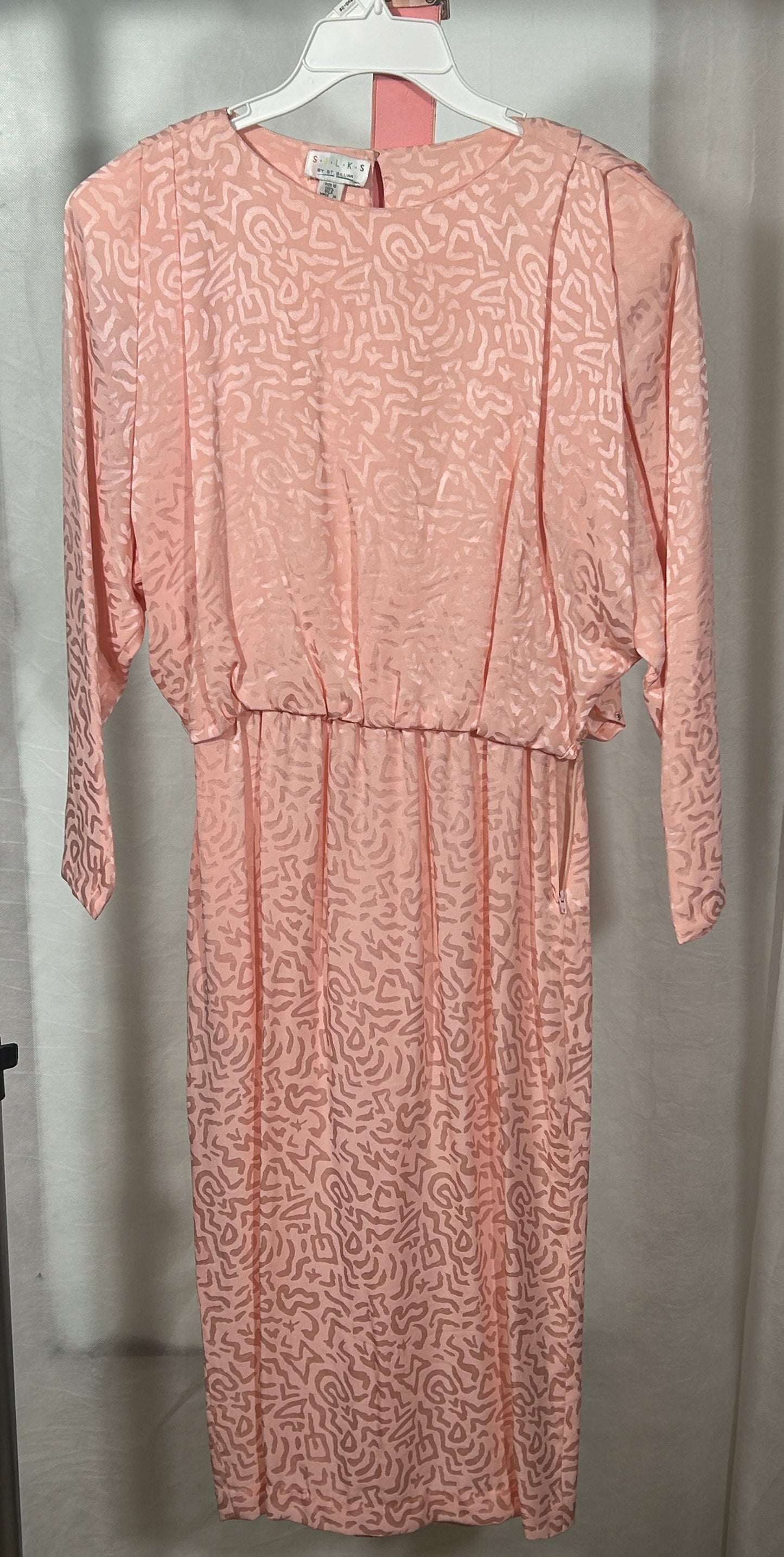 Vintage 1980s Silks by St. Gillian Blush Pink 100% Silk Dress – Size 12