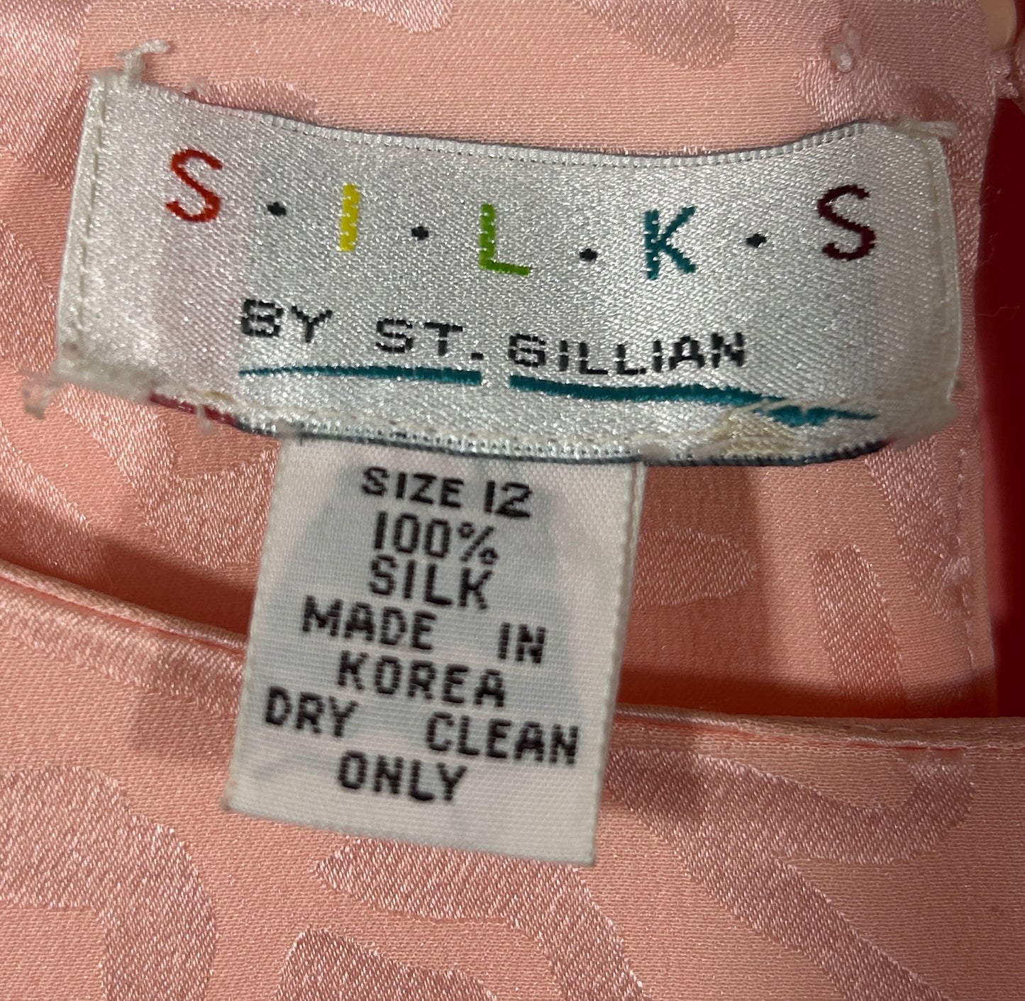 Vintage 1980s Silks by St. Gillian Blush Pink 100% Silk Dress – Size 12