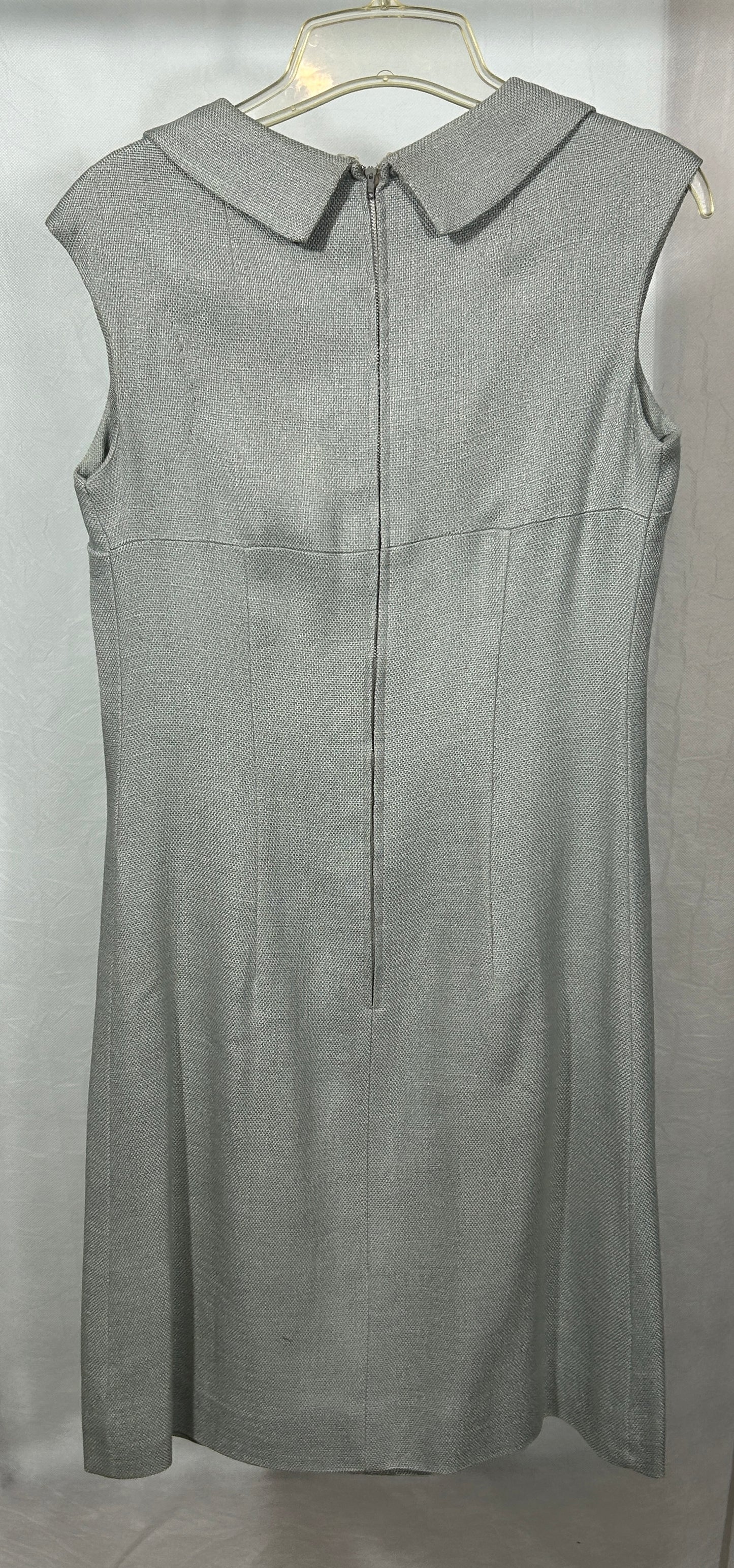 Vintage Alison Ayres Original 1960s Mod Dress – Double-Breasted Sleeveless Sheath in Silver Gray