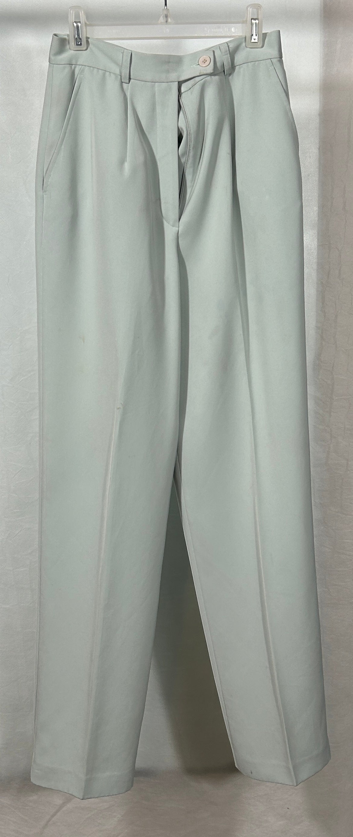 Vintage Votre Nom High-Waisted Pleated Trousers in Light Sage Green, Size 36