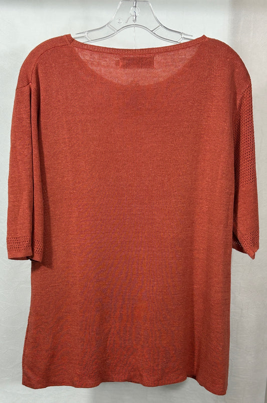 Dash Hemp Santa Cruz XL Burnt Orange Open Knit Hemp Blend Sweater Top – Lightweight & Sustainable