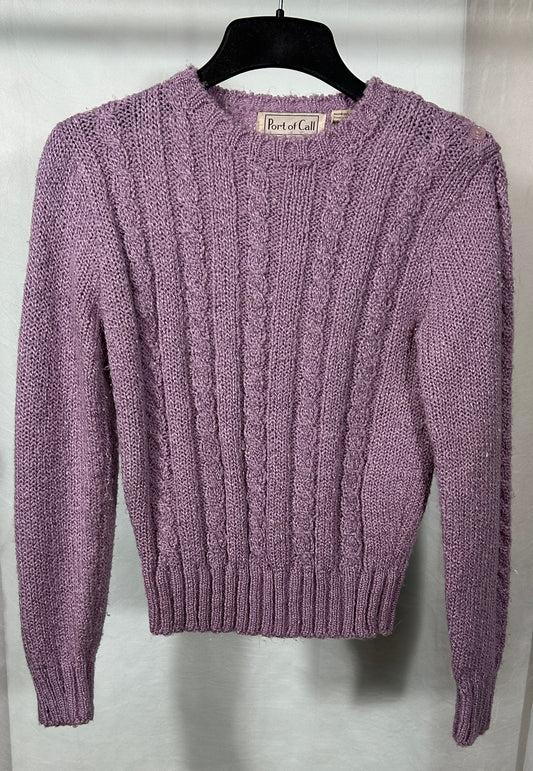 Port of Call Vintage Lilac Cable Knit Sweater – Size M – 100% Acrylic