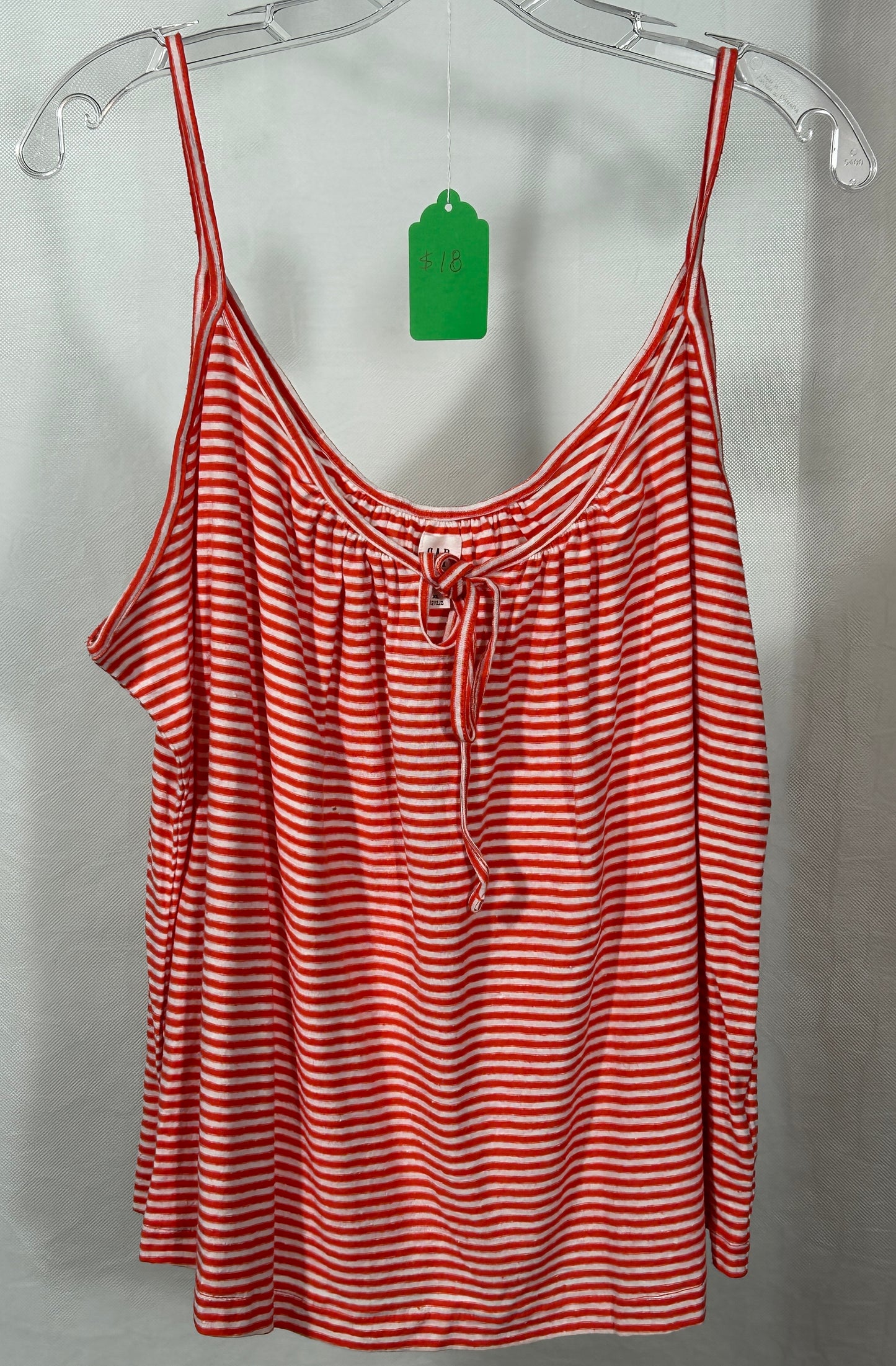 GAP Red & White Striped Hemp Cotton Tank Top – Lightweight Sleeveless Camisole | Size XL