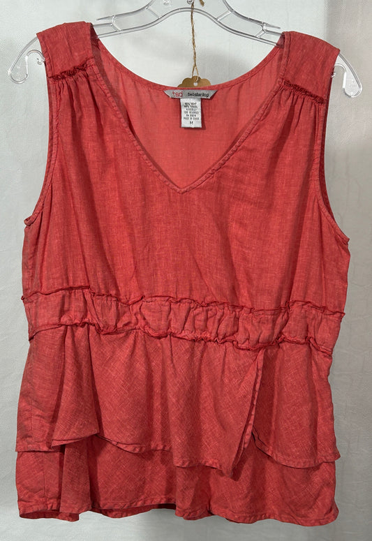 Two Star Dog Boho Tiered Sleeveless Blouse - Hemp & Tencel Blend, Size M