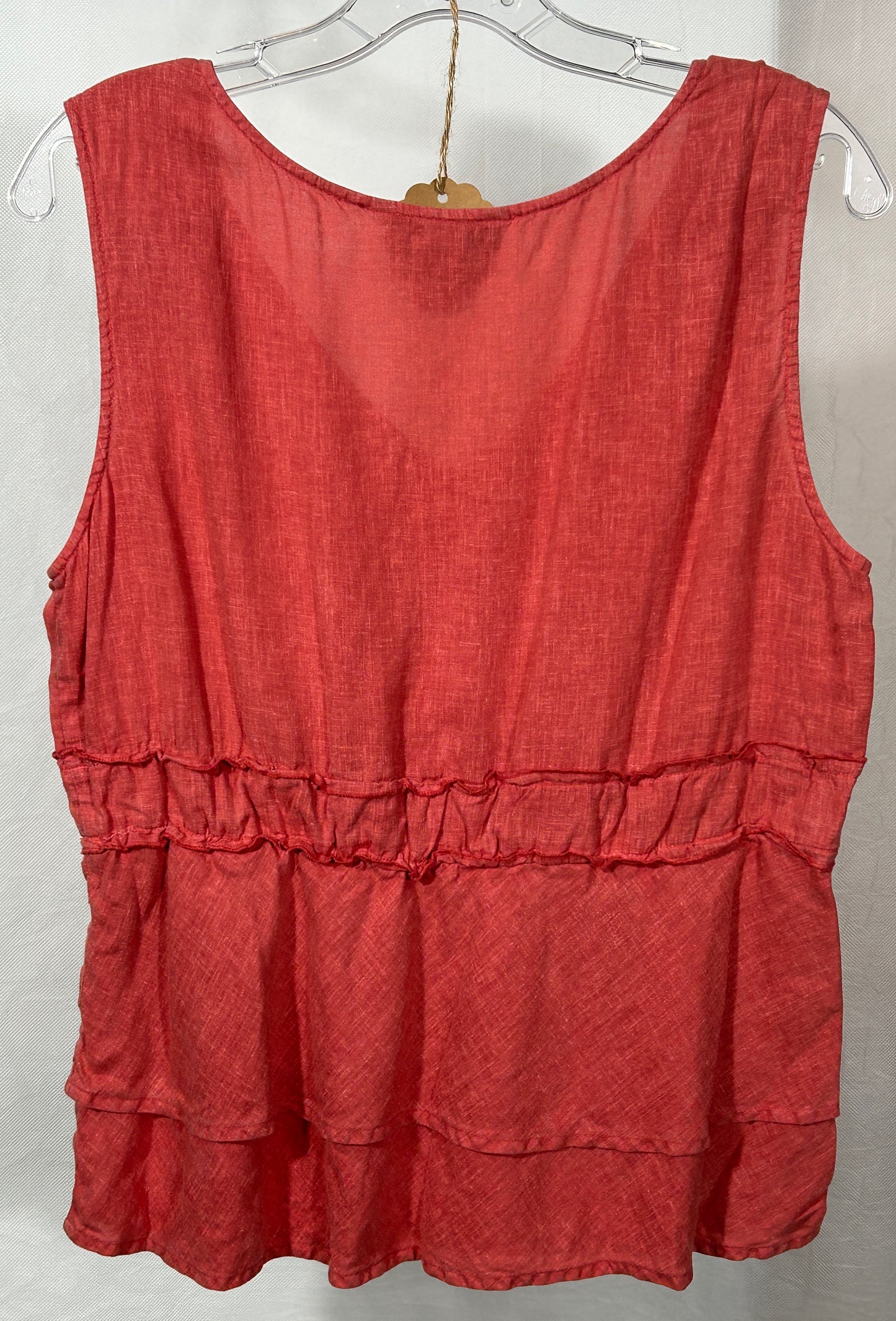 Two Star Dog Boho Tiered Sleeveless Blouse - Hemp & Tencel Blend, Size M