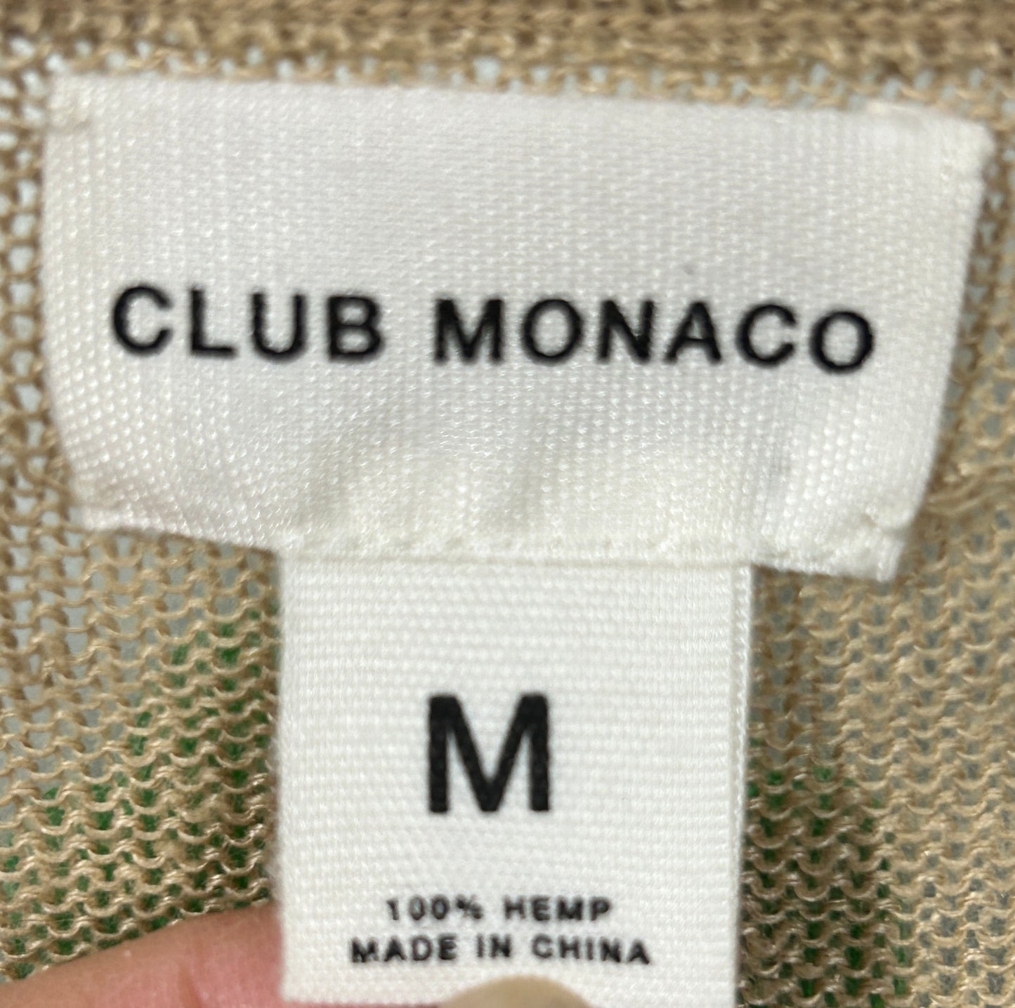 Club Monaco 100% Hemp V-Neck Sweater – Men's Size M – Lightweight Knit